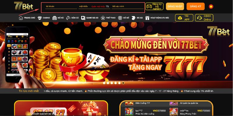 77Bet đăng nhập siêu đơn giản tại trang chủ