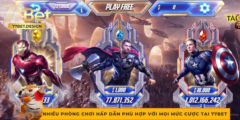 Nhiều phòng chơi hấp dẫn phù hợp với mọi mức cược tại 77BET