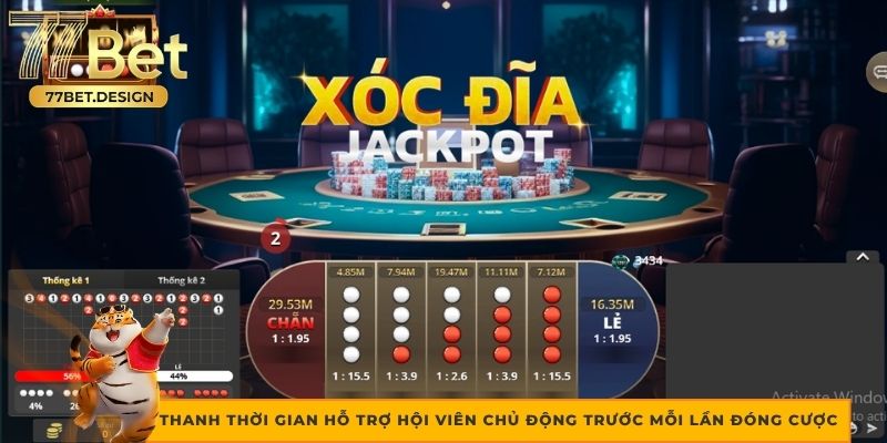 Thanh thời gian hỗ trợ hội viên chủ động trước mỗi lần đóng cược